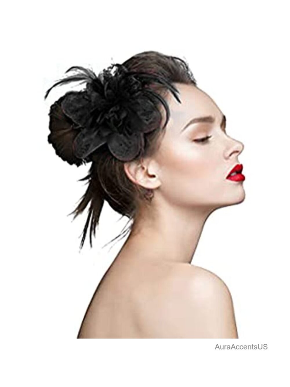 Women's Elegant Feather Mesh Fascinator Hair Clip Tea Party Wedding